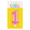 Metallic Pink Number 1 Birthday Candle