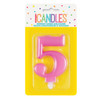 Metallic Pink Number 5 Birthday Candle