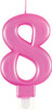 Metallic Pink Number 8 Birthday Candle