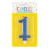 Metallic Blue Number 1 Birthday Candle