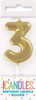 Mini Metallic Gold Number 3 Pick Birthday Candle