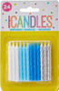 Pack of 24 Blue, White & Silver Spiral Birthday Candles