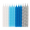 Pack of 24 Blue, White & Silver Spiral Birthday Candles