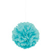 Pack of 3 Terrific Teal Mini Puff Tissue Decorations