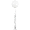 White Latex Balloon 24" with Silver Tassel