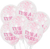 Pack of 6 Girl Clear Latex Balloons with Pink Confetti 12"