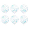 Pack of 6 Clear Latex Balloons with Powder Blue Confetti 12"