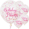 Pack of 6 Pink Princess Clear Latex Balloons with Confetti 12"