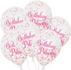 Pack of 6 Pink Princess Clear Latex Balloons with Confetti 12"