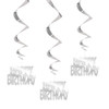Pack of 3 32" Happy Birthday Silver Foil Hanging Swirl Decorations