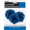 Pack of 3 Royal Blue Mini Puff Tissue Decorations