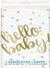 "Hello Baby" Gold Baby Shower Rectangular Plastic Table Cover, 54"x84"