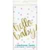 "Hello Baby" Gold Baby Shower Rectangular Plastic Table Cover, 54"x84"