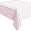 Swan Pink Birthday Plastic Table Cover, 54"x84"