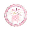 Pink Floral Elephant Round Foil Balloon 18"