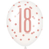 Pack of 6 12" 18 Birthday Rose Gold Glitz Latex Balloons