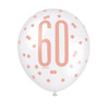 Pack of 6 12" Birthday Rose Gold Glitz Number 60 Latex Balloons