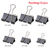 Pack of 12 19mm Black Fold Back Binder Clips