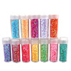 Pack of 12 Assorted Colors Cosmetic Puff Star Shape Glitter 7g