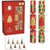 Pack of 8 12" Kraft Effect Tree Design Christmas Crackers