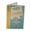 On Birth Of Grandson Blue & White Checkered Congratulations Card