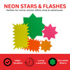 Pack of 50 Assorted Coloured Neon Fluorescent Stars & Flashes in Assorted Size