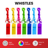 Bag of 10 Blue Plastic Whistles with Lanyard Neck Cord