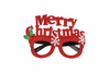 Single Merry Christmas Red W/holly & Snowflakes Glitter Glasses