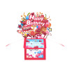 Heart Balloons Bright Red 3D Pop Up Birthday Box Card