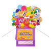 Rainbow Wishes 3D Pop Up Birthday Box Card - Fireworks Cake Balloons Surprise Gift Box