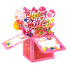 Pink Balloons Fireworks Peach Red 3D Pop Up Birthday Box Card