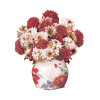 Crimson & Cream Dahlia Elegance 3D Pop Up Vase Greeting Card