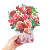 Blushing Blooms Rose Bouquet 3D Pop Up Vase Greeting Card - Birthday Anniversary Mother's Valentine's Day