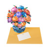 Colorful Grace Peony Bouquet in Blue Vase 3D Pop Up Greeting Card - Birthday Anniversary Mother's Valentine's Day