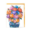 Colorful Grace Peony Bouquet in Blue Vase 3D Pop Up Greeting Card - Birthday Anniversary Mother's Valentine's Day