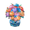 Colorful Grace Peony Bouquet in Blue Vase 3D Pop Up Greeting Card - Birthday Anniversary Mother's Valentine's Day