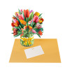 Colorful Tulip Bouquet with Ribbon Bow Design 3D Pop Up Card