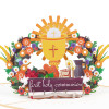 Religious Symbols & Floral First 3D Pop Up Holy Communion Card