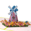Rustic Charm Floral Windmill 3D Pop Up Greeting Card