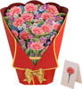 Carnation Bouquet Charm Red Wrap Pop Up Greeting Card