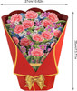 Carnation Bouquet Charm Red Wrap 3D Pop Up Greeting Card - Christmas Mother's Day Valentine's Day Wedding Anniversary