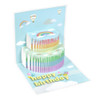 Rainbow Birthday Cake 3D Pop Up Greeting Card with Personalized Age Numbers
