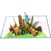 Iconic Monuments World Travel Landmarks 3D Pop Up Greeting Card