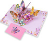Hot Stamped Pink Butterfly 3D Pop Up Greeting Card - Birthday Mother's Valentine's Day