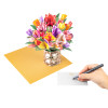 Petals of Joy Tulip Basket 3D Pop Up Greeting Card - Mother's Day Birthday Wedding Anniversary 