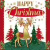 Pack of 10 Festive Reindeer Christmas Boxed Cards