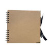 30 Sheets 20x20cm Spiral Bound 180gsm Kraft Scrapbook with Ribbon Closure and Metal Corners