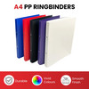 Pack of 3 A4 PP Ring Binders – 25mm Spine, 2 O-Ring Mechanism, 700 Micron Durable Cover – Red, Blue, Black