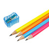 Pack of 12 Neon Rubber Tipped Graphite Pencils With Sharpener