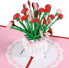 Carnation Vase 3D Pop Up Greeting Card - Mother's Day Anniversary Birthday Get Well